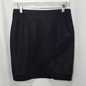 NWOT ZARA knit metallic elastic waist Asymetric short mini skirt faux wrap
